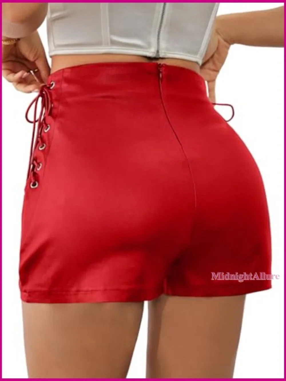 Faux Leather High Waist Skort with Side Slit Bodycon Mini Skirt - Picture 2 of 6